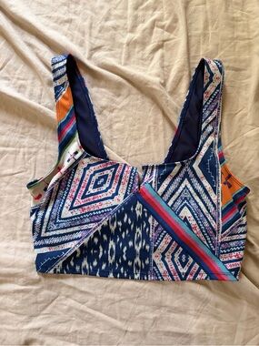 Free People Navy Multicolor Geometric Sports Bra